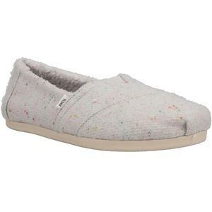 TOMS Alpargata Natural Repreve Speckled Twill / Faux Shearling Slip On Size 6